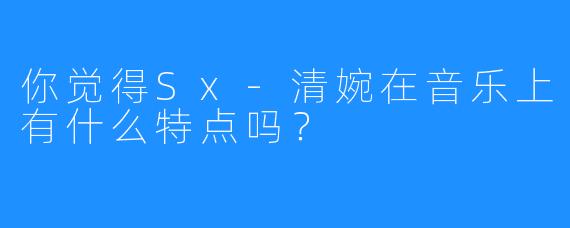 你觉得Sx-清婉在音乐上有什么特点吗？