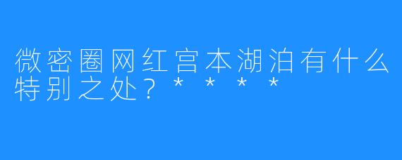 微密圈网红宫本湖泊有什么特别之处?****