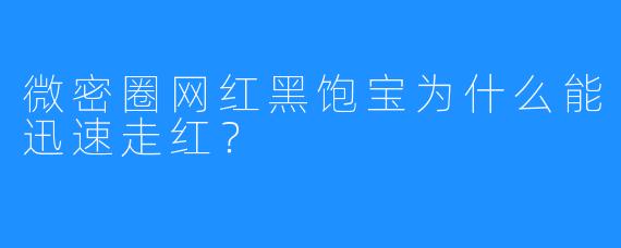 微密圈网红黑饱宝为什么能迅速走红？