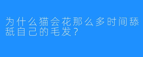 为什么猫会花那么多时间舔舐自己的毛发？