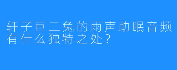 轩子巨二兔的雨声助眠音频有什么独特之处？