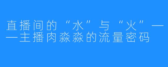 直播间的“水”与“火”——主播肉淼淼的流量密码