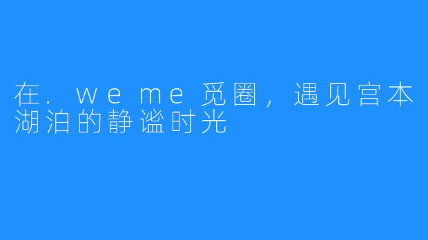 在.weme觅圈,遇见宫本湖泊的静谧时光